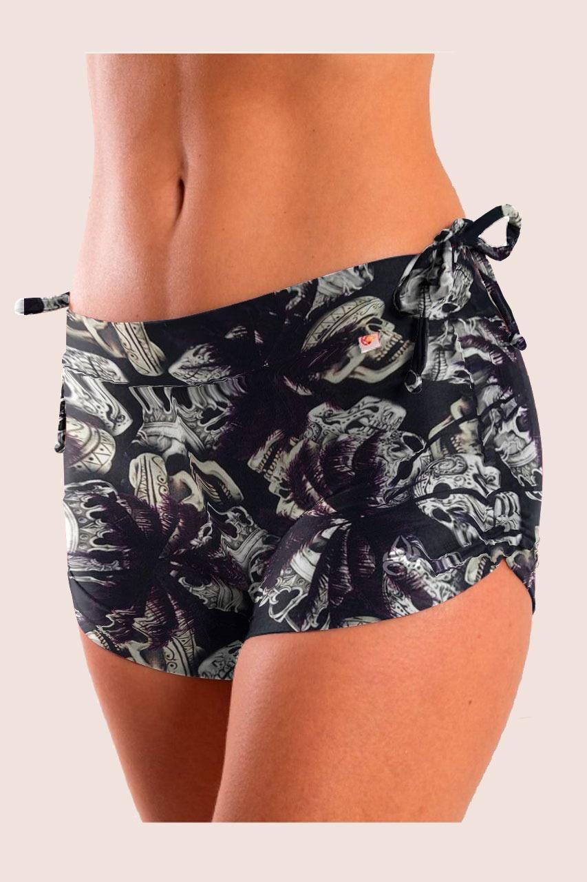 Side String Shorts, Black Skull, Cool Form Light – Shakti Activewear