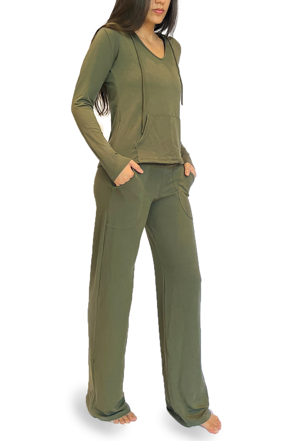 Bora-Bora Comfy Pants, Green, Fleece Comfy Viscose