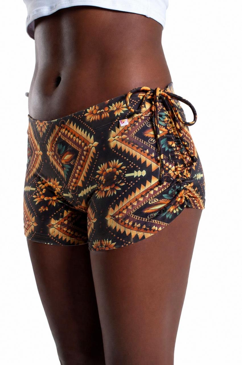 Side String Shorts, Golden Peacock, Cool Form Light – Shakti Activewear