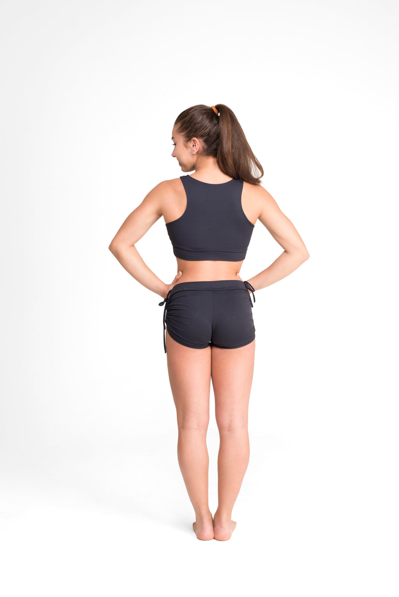 String Design Shorts Side String Shorts, Black, Supplex – Shakti Activewear