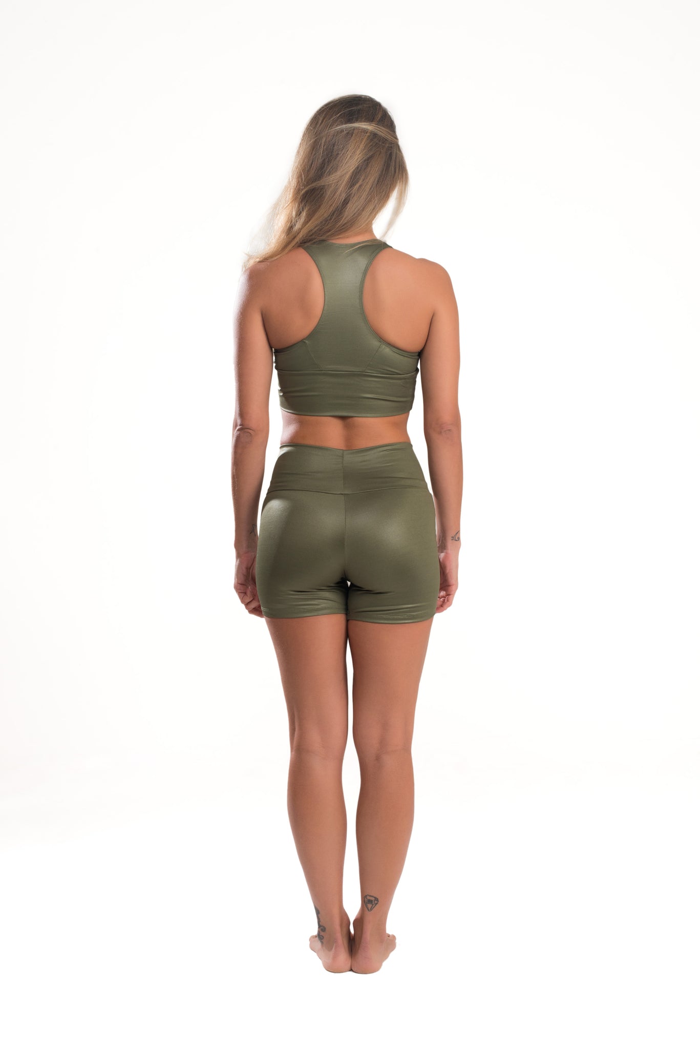 Mid Rise Shorts,Deep  Green  Cool From Light